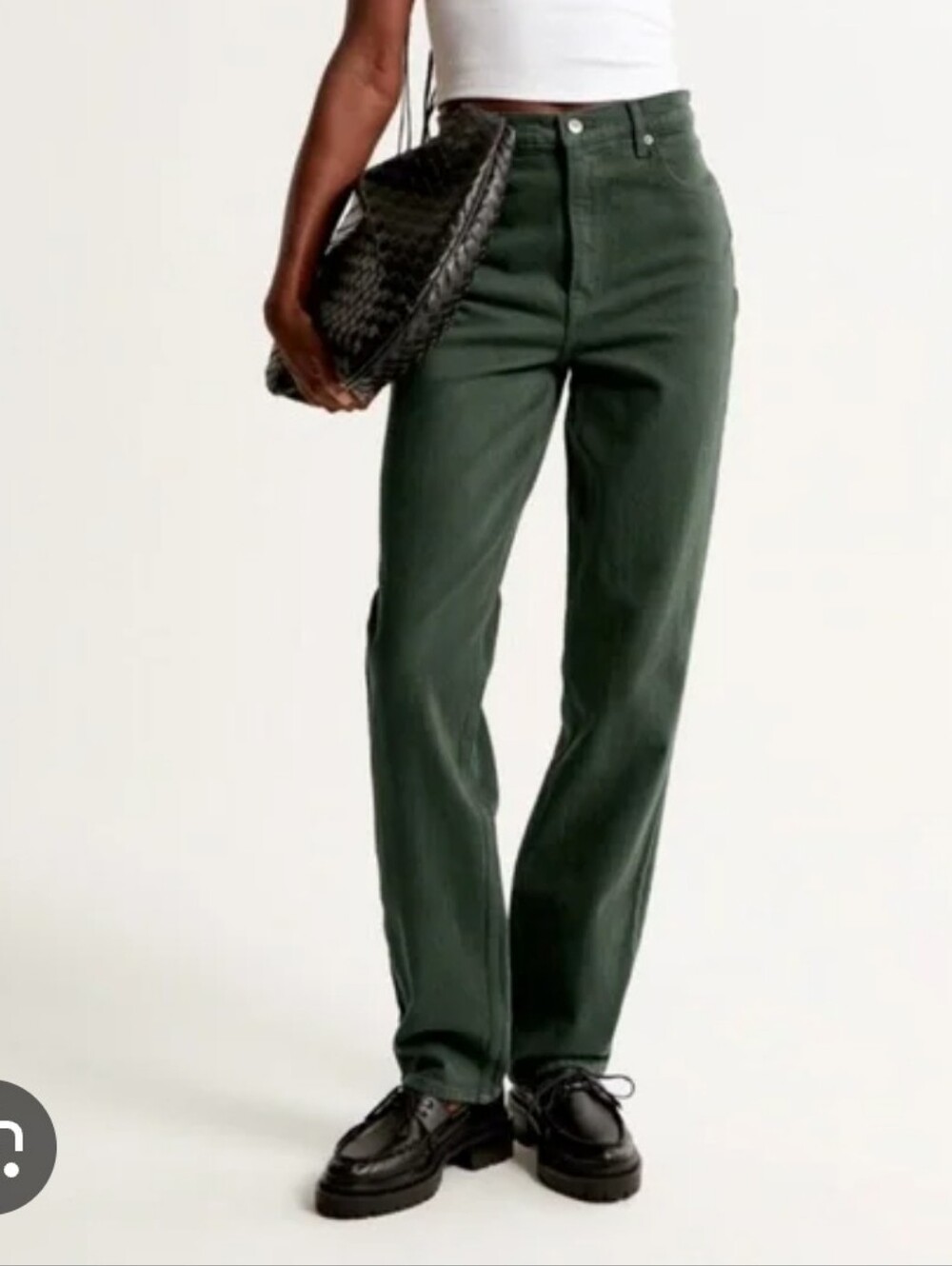 Abercrombie Dark Green Ultra High Rise 90s Straight Jean